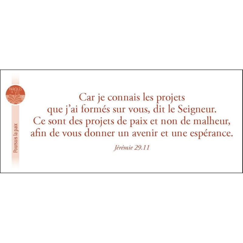Paroles de Vie Boîte à versets bibliques Poursuis la paix